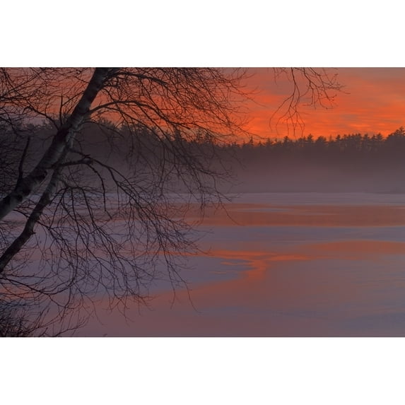 Misty landscape at Powder Mill Lake Park glowing pink at twilight in winter; Waverley Nova Scotia Canada by Irwin Barrett / Design Pics