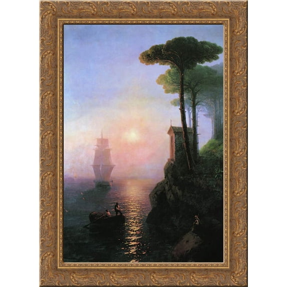 Misty morning in Italy 20x24 Gold Ornate Wood Framed Canvas Art by Aivazovsky, Ivan