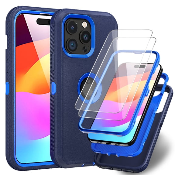 Mistyfor iPhone 18 Pro Max Case with Screen Protector Military Grade Heavy Duty Protection 3 in 1 Shockproof Durable Detachable iPhone 18 Pro MaxPhone - Dark Blue Blue