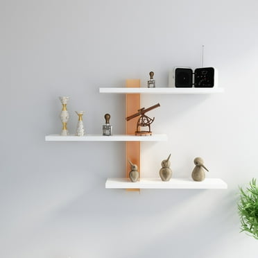 Mita 19" Modern Wood Wall Shelf with 3 Shelf, White, Veneer