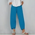 thumbnail image 1 of Mitankcoo Loose Capri Pants for Women - Plus Size Elastic High Waist Pants Casual Wide Leg Lounge Pants Blue Pants Size 3XL, 1 of 4