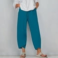 thumbnail image 1 of Mitankcoo Loose Capri Pants for Women - Plus Size Elastic High Waist Pants Casual Wide Leg Lounge Pants Blue Pants Size M, 1 of 4