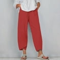 thumbnail image 1 of Mitankcoo Loose Capri Pants for Women - Plus Size Elastic High Waist Pants Casual Wide Leg Lounge Pants Red Pants Size S, 1 of 4