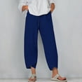thumbnail image 1 of Mitancoo Hem Pants for Women - Plus Size High Waist Casual Wide Leg Cropped Lounge Pants Blue Pants Size M, 1 of 4