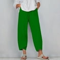 thumbnail image 1 of Mitancoo Hem Pants for Women - Plus Size High Waist Casual Wide Leg Cropped Lounge Pants Green Pants Size 3XL, 1 of 4