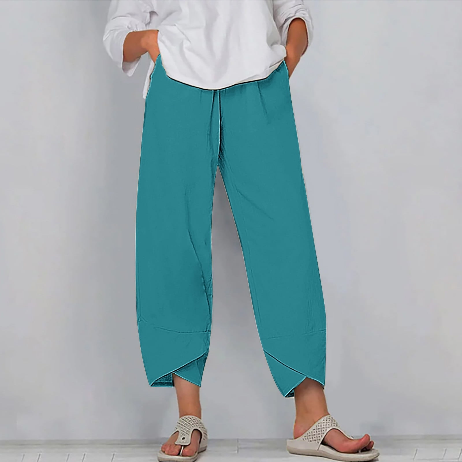 Annenmy Women's Wide Leg Capri Yoga Pants - High Waist Drawstring Lounge Pants With Pockets | Quick Dry