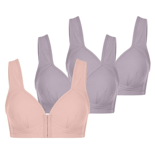Mitankcoo 3PC Women's Full Figure Front Closure Bras Posture Smooth