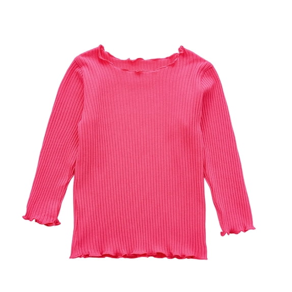 Mitankcoo Baby Girl Clothes Tops Wavy Ruffle Long Sleeve Ribbed Knit Crew Neck Tee Casual Soft Shirts for Winter Fall 0-3Y