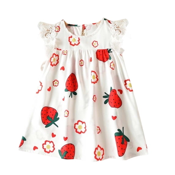 Mitankcoo Baby Girls Print Dresses Cute Flutter Sleeve Round Neck Dress for Summer Casual Wear 3-24M