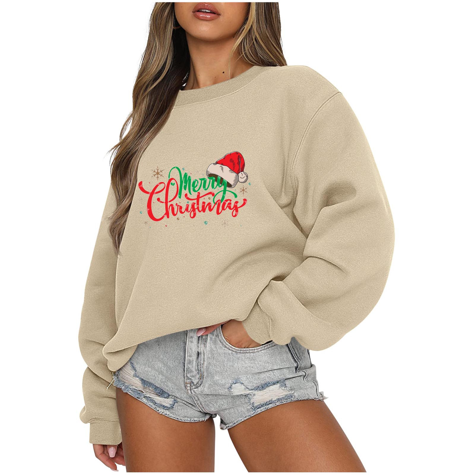 Mitankcoo Cute Print Sweatshirts for Women Oversized Crewneck Casual Long Sleeve Novelty