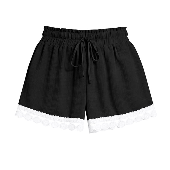 Mitankcoo Drawstring Shorts for Girls Pleated High Waist Lace Trim Short Pants Daily Casual Fashion 5-16Y