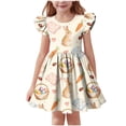 thumbnail image 1 of Mitankcoo Easter Dresses for Girls Cute Print Crew Neck Flutter Sleeve A-Line Dress Daily Fashion Wear 3-14Y, 1 of 7