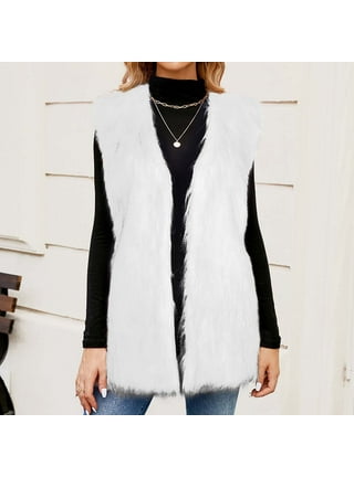 White fur vest plus size cheap
