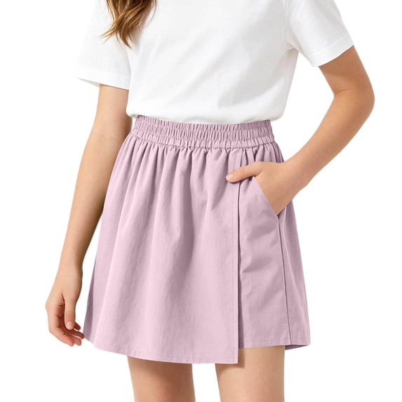 Mitankcoo Faux Layering Shorts for Girls Casual Loose Short Pants with Pockets Daily Summer Comfort 5-15Y