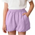 thumbnail image 1 of Mitankcoo Girls Bubble Shorts Elastic High Waist Short Pants with Pockets for Summer Daily Casual 4-15Y, 1 of 8