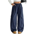 thumbnail image 1 of Mitankcoo Girls Cargo Pants Wide Leg Drawstring Waist Multi Pockets Loose Casual Kids Trousers 5-15Y, 1 of 7