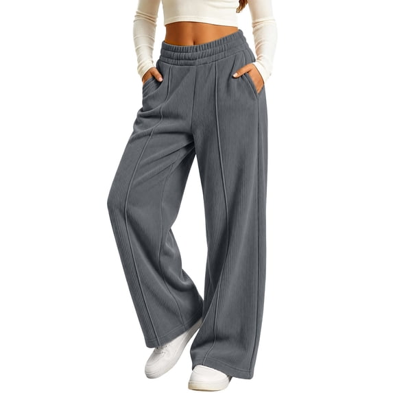 Mitankcoo Girls Corduroy Wide Leg Pants Elastic High Waist Casual Loose Trousers with Pockets for Kids Daily 4-15Y