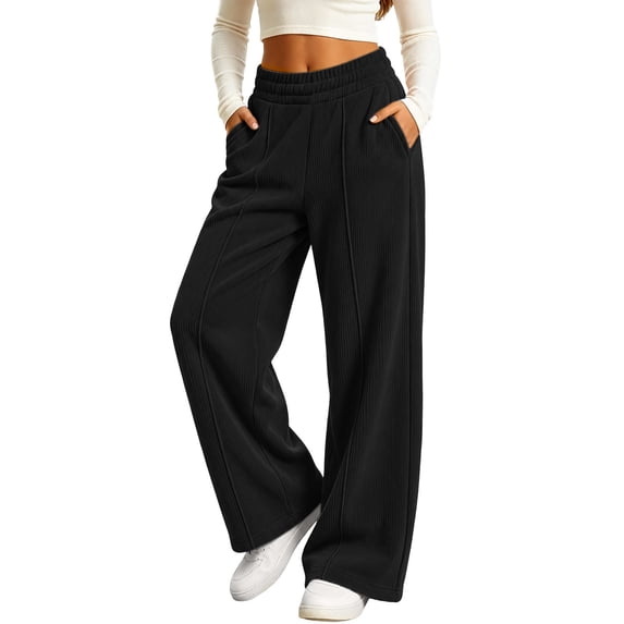 Mitankcoo Girls Corduroy Wide Leg Pants Elastic High Waist Casual Loose Trousers with Pockets for Kids Daily 4-15Y