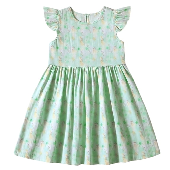 Mitankcoo Girls Cotton Dresses Floral Print Sleeveless Crew Neck A-Line Dress for Summer Daily Fashion 4-16Y