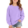 thumbnail image 1 of Mitankcoo Girls Crew Neck Long Sleeve Sweatshirt Loose Pullover with Kangaroo Pocket & Side Split Hem for Kids Daily, 1 of 8