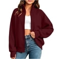 thumbnail image 1 of Mitankcoo Girls Full‑Zip Jacket Stand Collar Raglan Sleeve Sweatshirt Coat with Thumb Holes & Pockets Casual Loose Outerwear, 1 of 7