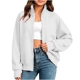 thumbnail image 1 of Mitankcoo Girls Full‑Zip Jacket Stand Collar Raglan Sleeve Sweatshirt Coat with Thumb Holes & Pockets Casual Loose Outerwear, 1 of 7