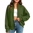 thumbnail image 1 of Mitankcoo Girls Full‑Zip Jacket Stand Collar Raglan Sleeve Sweatshirt Coat with Thumb Holes & Pockets Casual Loose Outerwear, 1 of 7