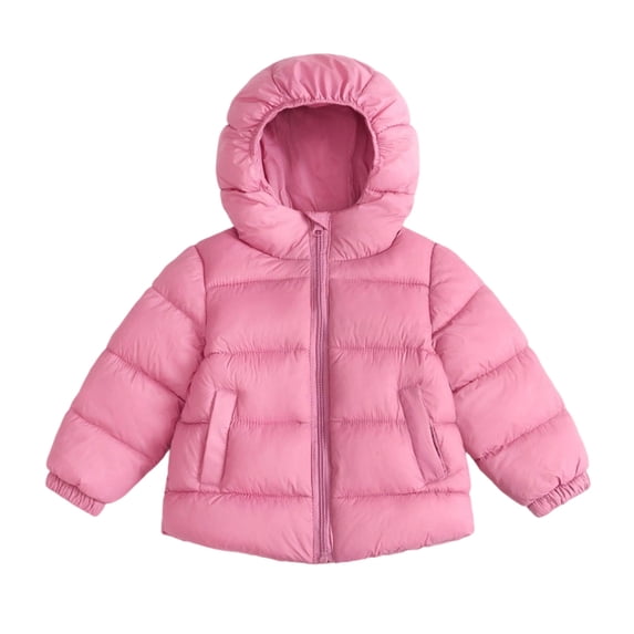 Mitankcoo Girls Hooded Puffer Jacket Quilted Warm Winter Coat with Zipper and Pockets Lightweight Outerwear 1-8Y