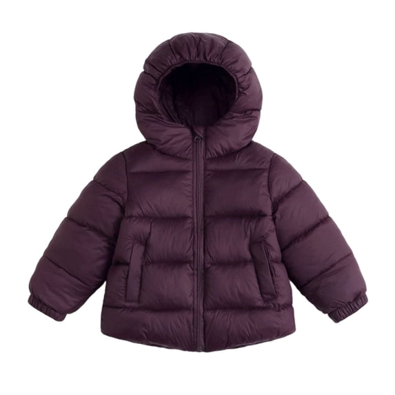 Mitankcoo Girls Hooded Puffer Jacket Quilted Warm Winter Coat with Zipper and Pockets Lightweight Outerwear 1-8Y