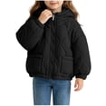 thumbnail image 1 of Mitankcoo Girls Hooded Quilted Jacket Full Zip Padded Coat with Pockets Lightweight Warm Winter Outerwear 1-10Y, 1 of 7