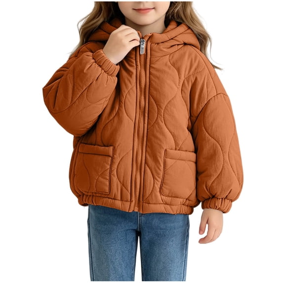 Mitankcoo Girls Hooded Quilted Jacket Full Zip Padded Coat with Pockets Lightweight Warm Winter Outerwear 1-10Y