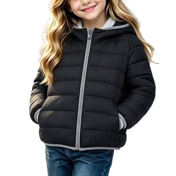 Mitankcoo Girls Lightweight Hooded Puffer Jacket Zip Up Warm Quilted Coat for Fall Winter 1-13Y