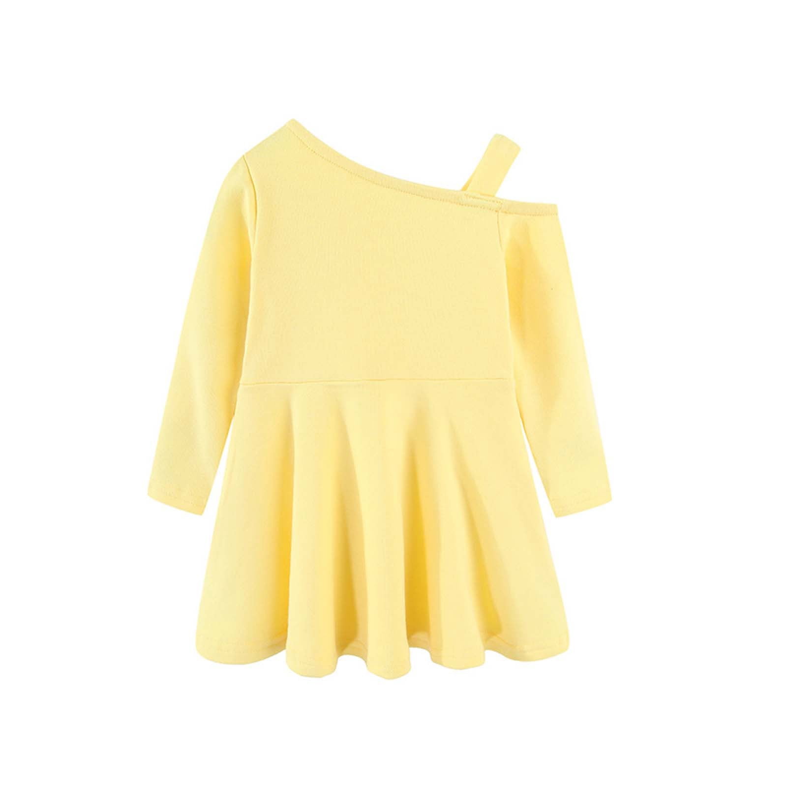 Mitankcoo Girls Long Sleeve Cold Shoulder Dresses Asymmetric Strap A ...
