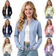 thumbnail image 1 of Mitankcoo Girls Mock Neck Zip Up Jacket Slim Long Sleeve Athletic Coat with Thumb Holes Lightweight Casual Outerwear 3-15Y, 1 of 7