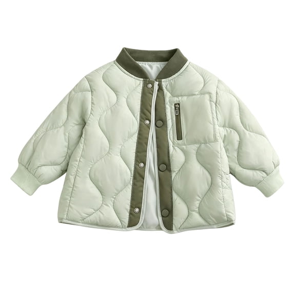 Mitankcoo Girls Quilted Jacket Mock Neck Snap Lightweight Padded Coat with Pocket Outerwear for Fall Winter 1-12Y
