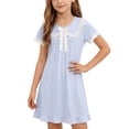 thumbnail image 1 of Mitankcoo Girls Ruffle Summer Dresses Cute Peter Pan Collar Short Sleeve Dress for Daily Casual & Home 2-12Y, 1 of 7