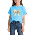 thumbnail image 1 of Mitankcoo Girls Short Sleeve Tops Cute Print Crew Neck Loose T-Shirts for Back to School & Casual 2-14Y, 1 of 6