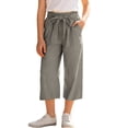 thumbnail image 1 of Mitankcoo Girls Summer Capri Pants Bow Tie Waist Wide Straight Trousers with Pockets for Casual Daily Wear, 1 of 7
