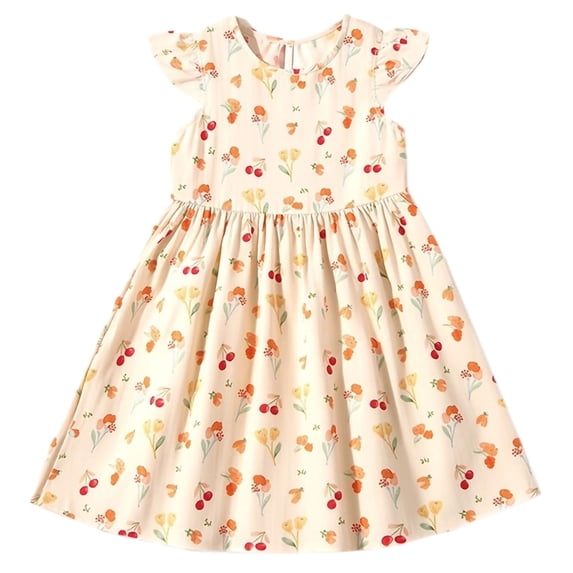 Mitankcoo Girls Summer Cotton Dresses Cute Print Sleeveless Crew Neck A-Line Dress for Daily Fashion 4-16Y