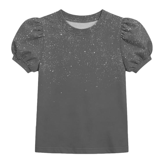 Mitankcoo Girls Summer Shirts Puff Short Sleeve Crew Neck Tops Blouse for Fashion Casual Daily 4-15Y