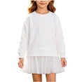 thumbnail image 1 of Mitankcoo Girls Sweatshirt Dress Long Sleeve Crew Neck Tunic Dresses with Pleated Skirt Hem for Fall Casual Daily 1-10Y, 1 of 7
