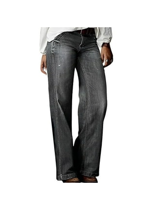 Women's Denim Capri Pants Straight Leg Ripped Jean Fall and Winter Trousers  Loose Fit With Pockets Pants