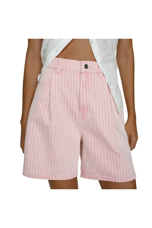 Jean Shorts for Women Trendy High Waisted Summer Baggy Stretchy Straight Leg Mom Denim Shorts