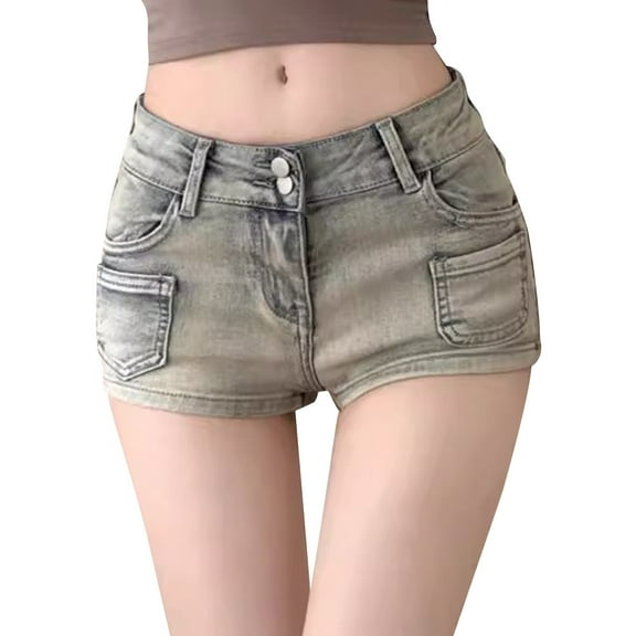 Mitankcoo Jean Shorts for Womens Casual Solid Color Relaxed Fit High Waist Retro Summer Everyday Denim Shorts XS-4XL
