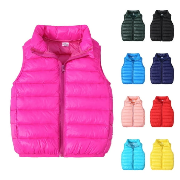 Avrntaa Kids Boys Girls Puffer Vest Toddler Solid Color Coat Winter Lightweight Sleeveless Zipper Up Jacket