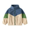 thumbnail image 1 of Mitankcoo Kids Color‑Block Fleece Jacket Boys Stand Collar Full‑Zip Lightweight Warm Outerwear for Fall Winter, 1 of 6