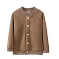 thumbnail image 1 of Mitankcoo Kids Fleece Lined Jacket Button‑Up Raglan Long Sleeve Warm Casual Outerwear Coat for Fall Winter, 1 of 2