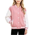thumbnail image 1 of Mitankcoo Kids Varsity Jacket Button‑Down Baseball Coat with Pockets Casual Long Sleeve Outerwear for Boys & Girls 1-15Y, 1 of 7