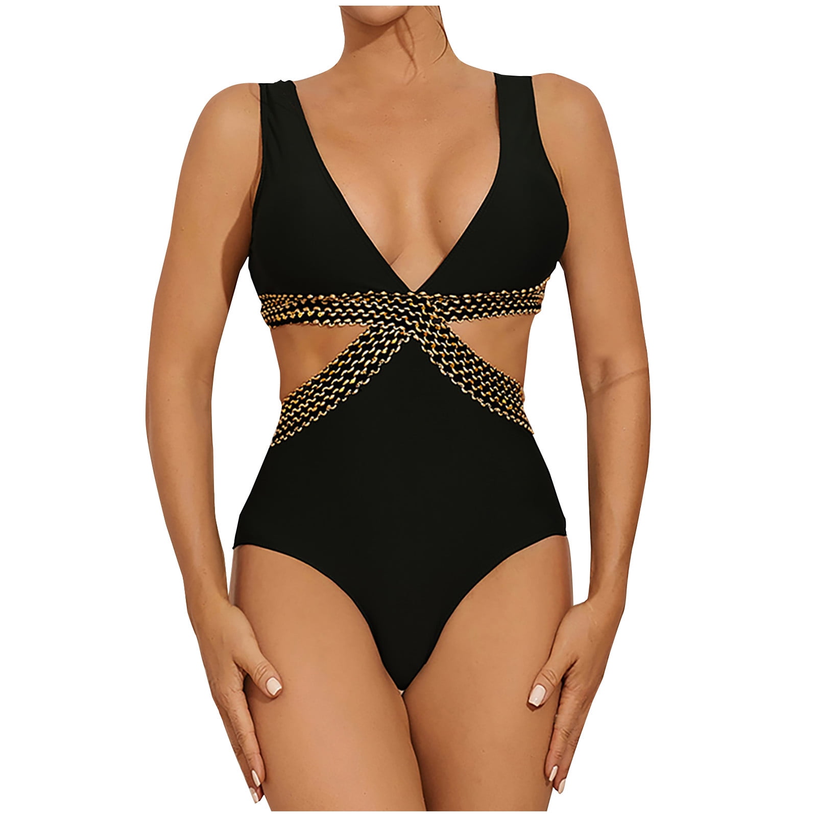 Mitankcoo Ladies One Piece Swimsuits Sexy Deep V Neck Bathing Suit