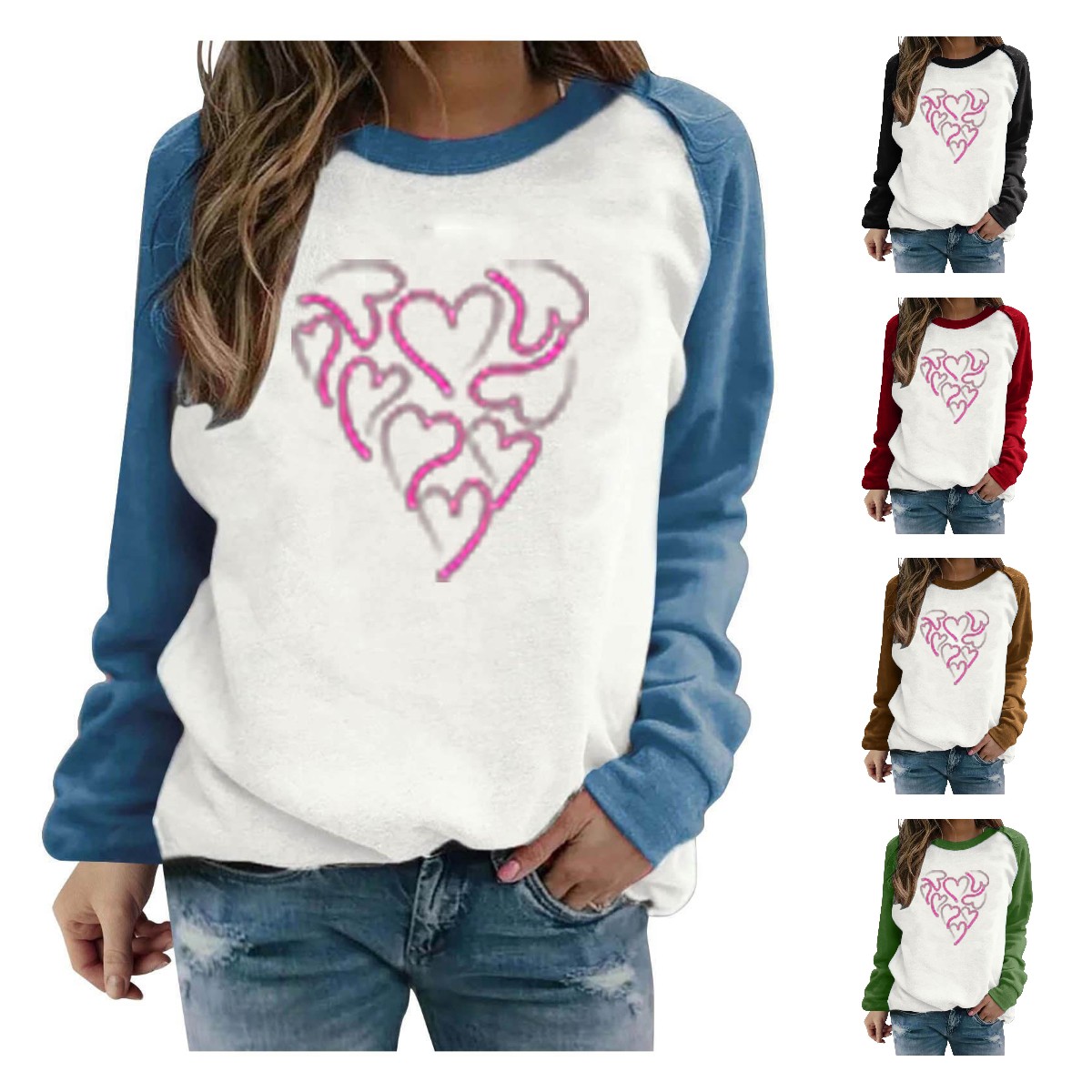 Mitankcoo Long Sleeve Sweatshirts with No Hood for Women Valentine's